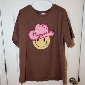 Brown Shirt with Pink Hat Smiley